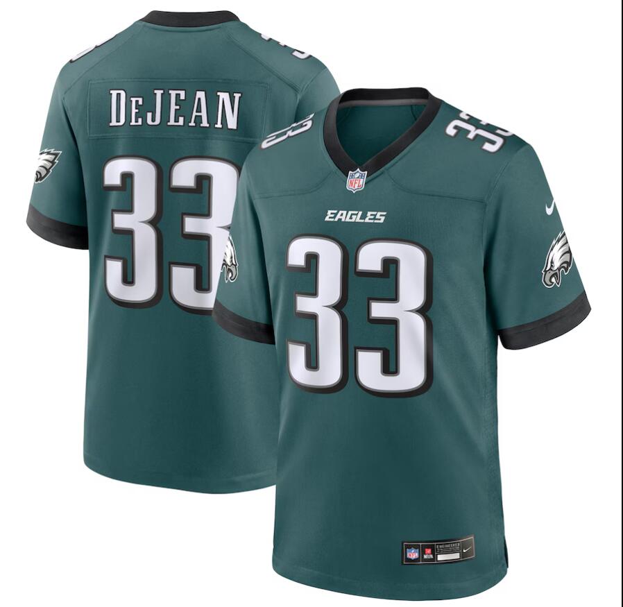 Men Nike Philadelphia Eagles #33 Cooper DeJean Green 2024 NFL Draft Game Jersey